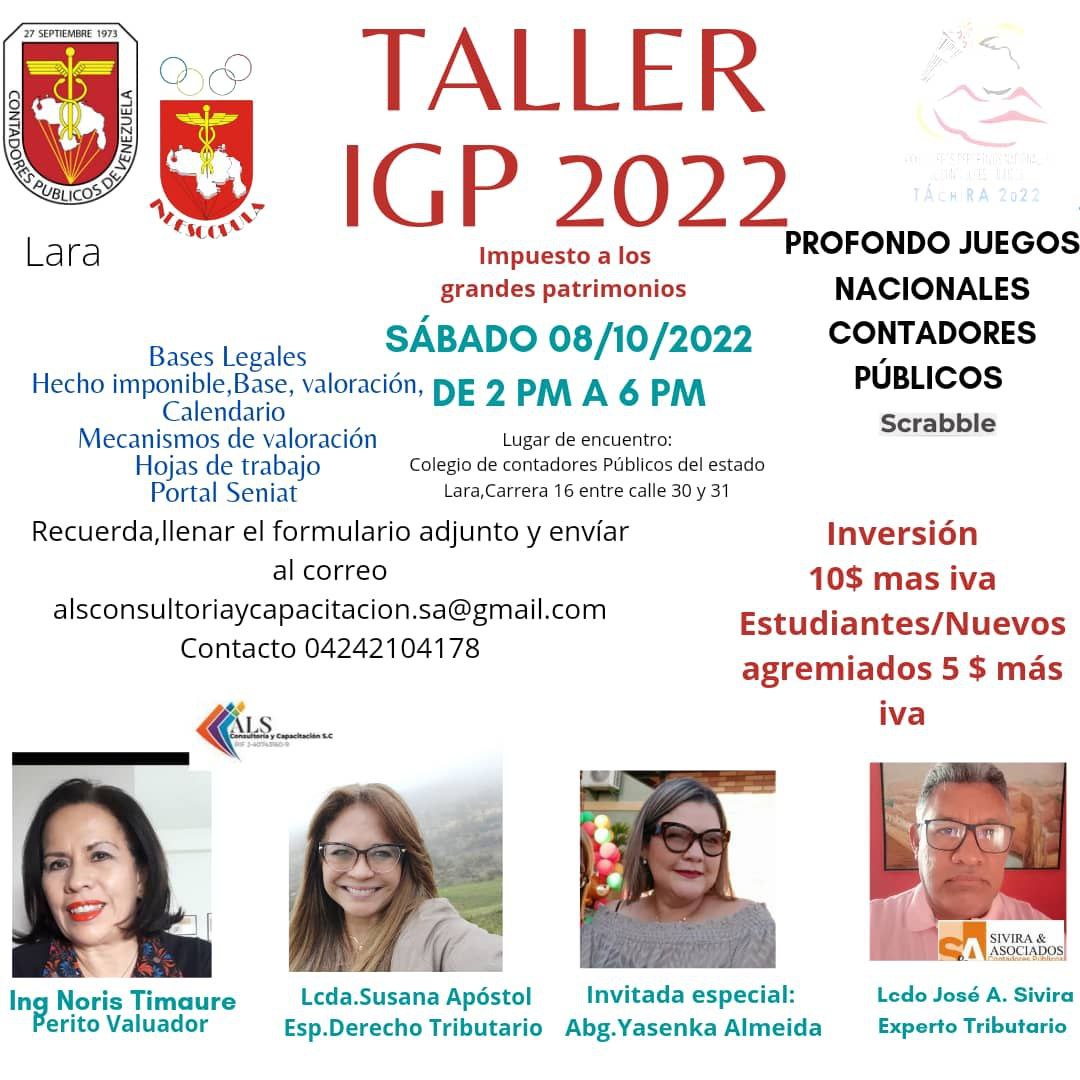 Taller Igp 2022 Colegio De Contadores Del Estado Lara